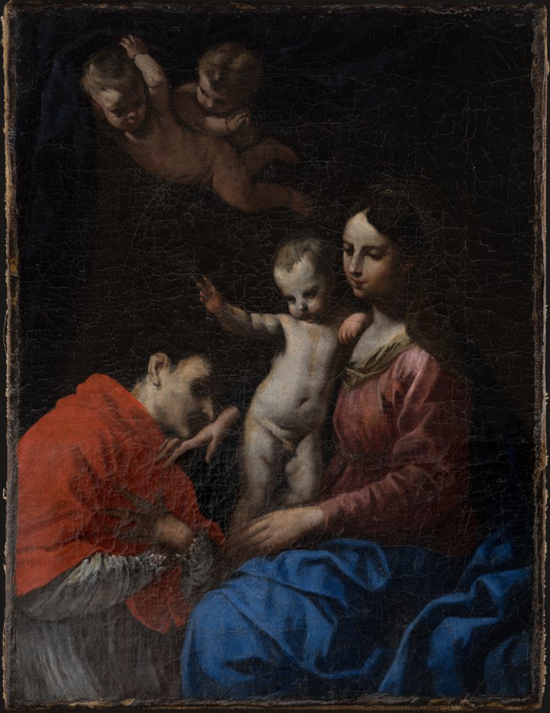 Madonna and Child, worshipped by St Carlo Borromeo, Simone Cantarini