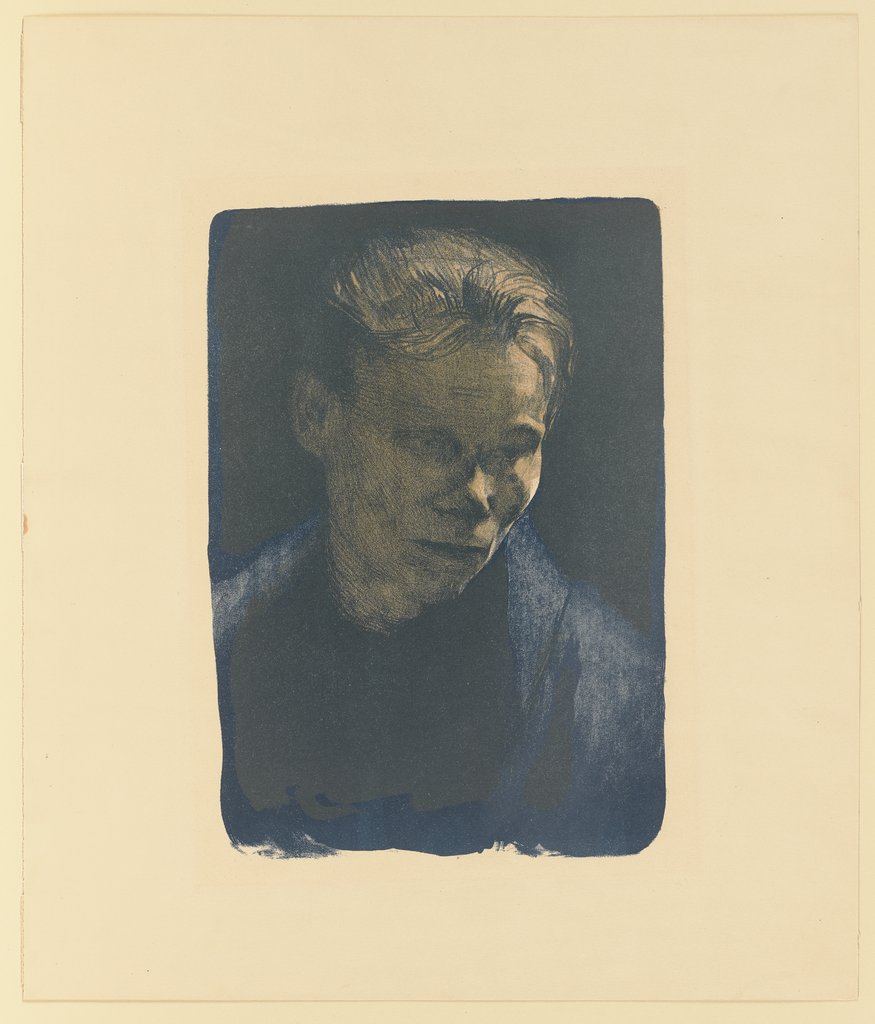 Half-Length Portrait of a Working-Class Woman with a Blue Shawl, Käthe Kollwitz