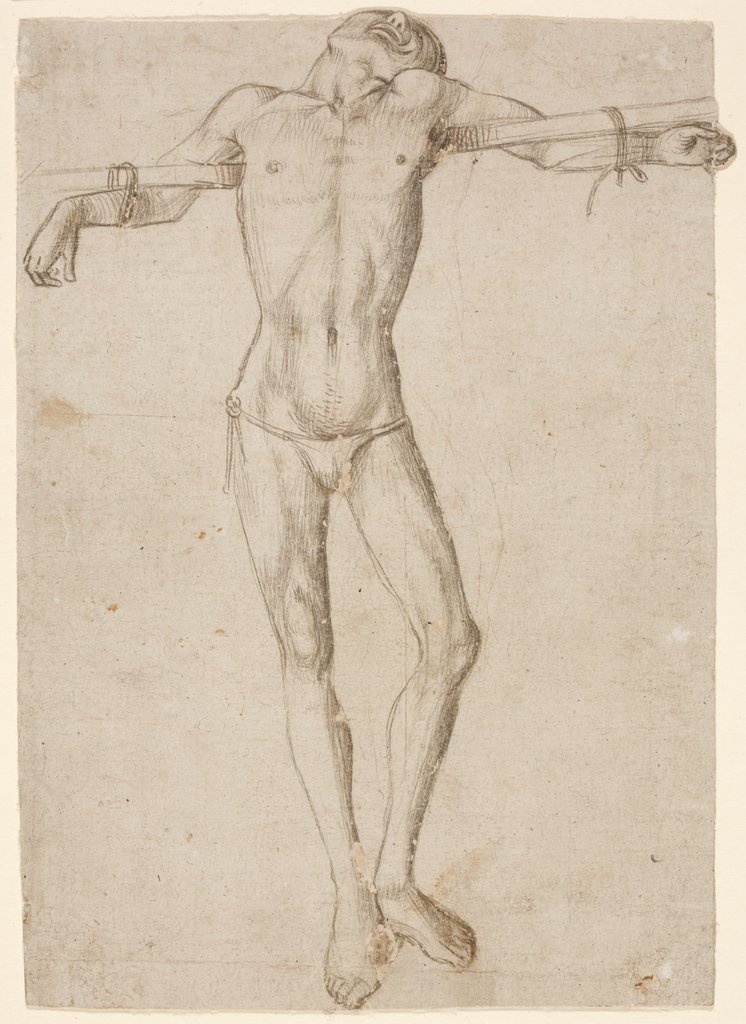 A Robber, study for a Crucifixion, Venetic, 15th century;   ?