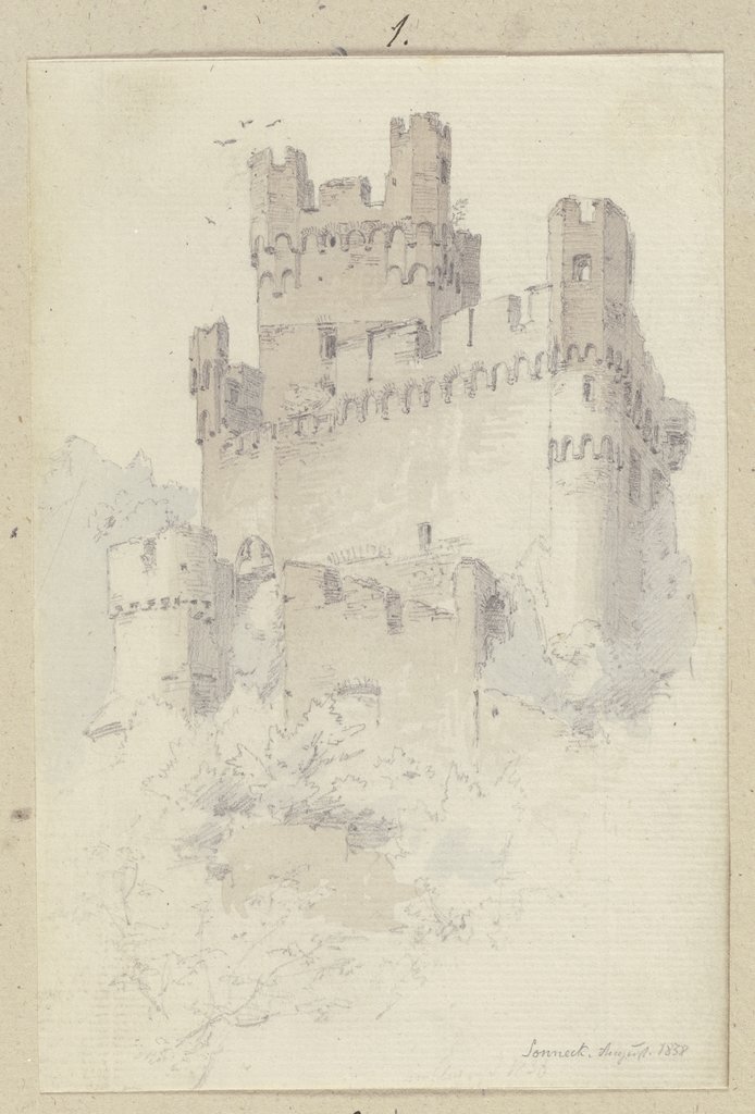 Sooneck castle seen from below, Carl Theodor Reiffenstein