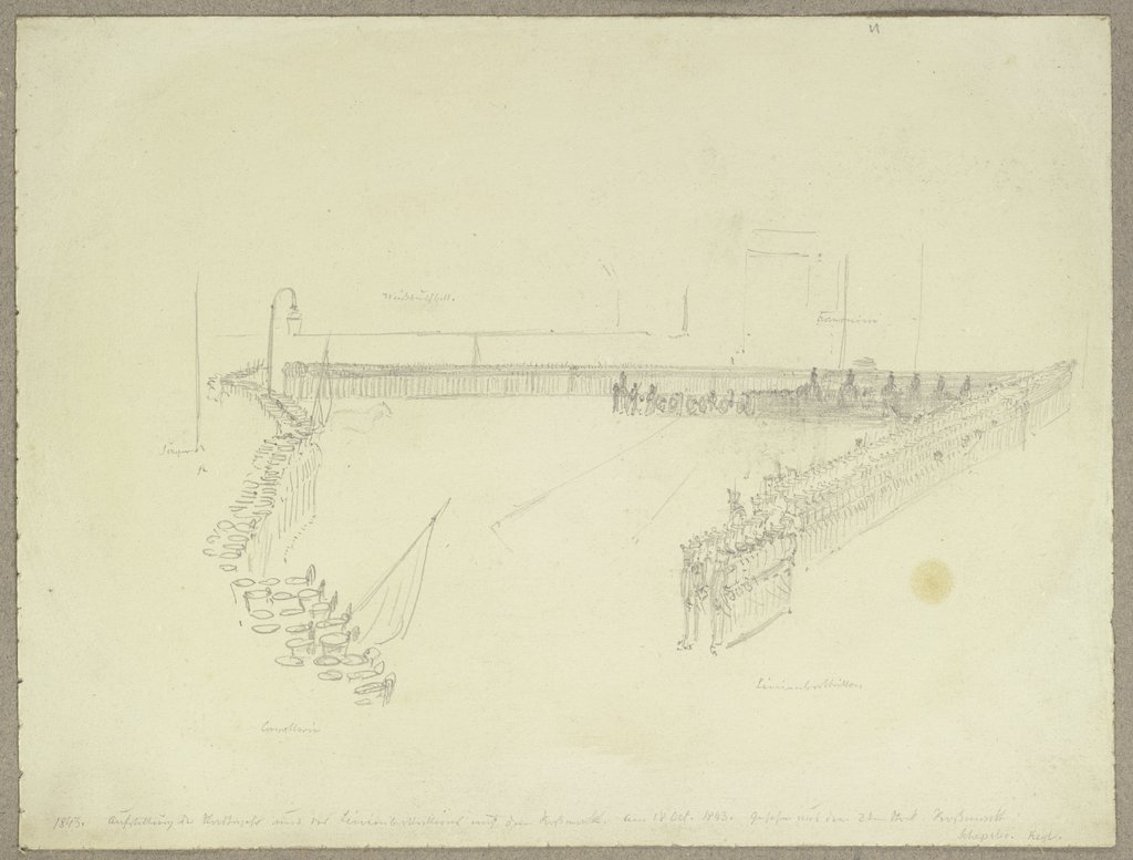 Aufstellung der Stadtwache und des Linienbattaillons auf dem Roßmarkt in Frankfurt am Main, Carl Theodor Reiffenstein