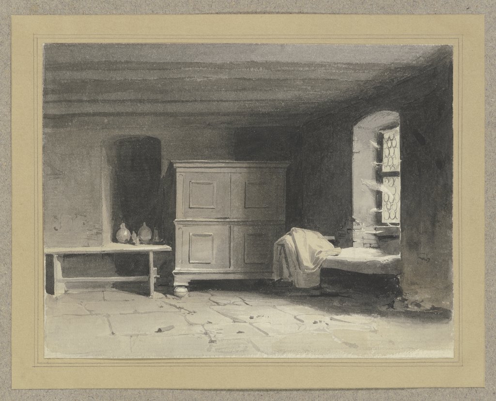 Interior of a sleeping chamber, Carl Theodor Reiffenstein