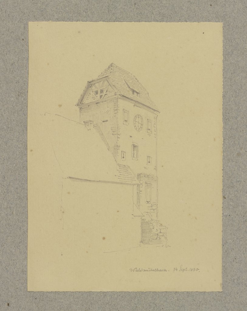 Turm mit einer Uhr in Waldmichelbach, Carl Theodor Reiffenstein