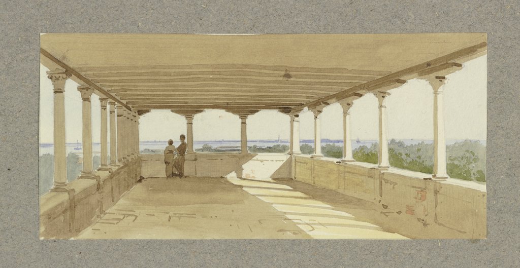 Roof loggia with view over the sea, Carl Theodor Reiffenstein