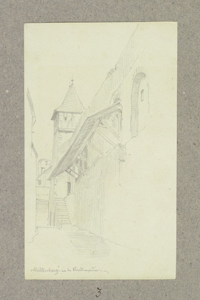 Partie der Stadtmauer in Miltenberg, Carl Theodor Reiffenstein