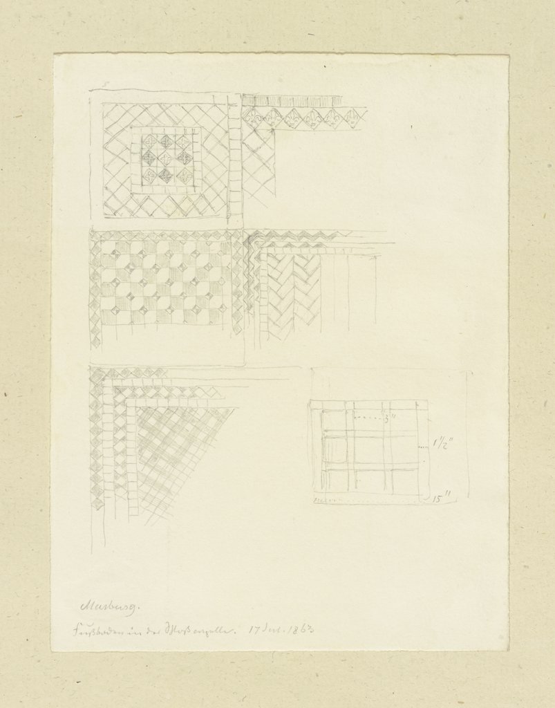 Details des mosaizierten Fußbodens in der Schlosskapelle in Marburg, Carl Theodor Reiffenstein