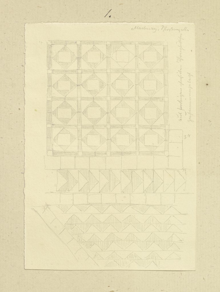 Details des mosaizierten Fußbodens in der Schlosskapelle in Marburg, Carl Theodor Reiffenstein