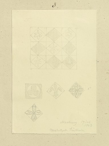 Details der Fußbodeninkrustationen in der Schlosskapelle in Marburg, Carl Theodor Reiffenstein