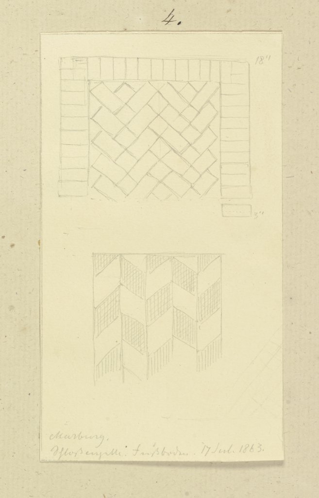 Details des mosaizierten Fußbodens in der Schlosskapelle in Marburg, Carl Theodor Reiffenstein