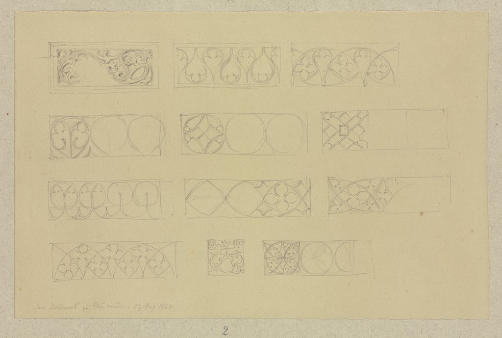 Ornamente der Holzvertäfelung im Dormitorium des Klosters Blaubeuren, Carl Theodor Reiffenstein