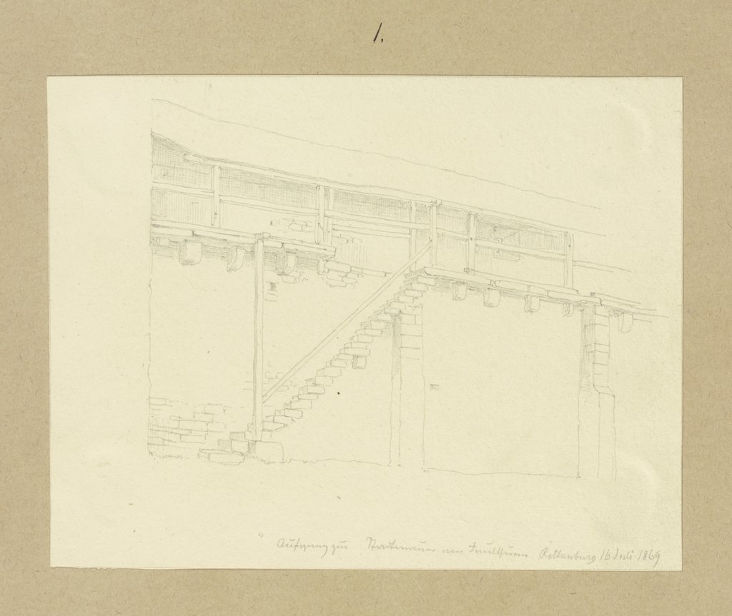 Aufgang zur Stadtmauer am Faulturm in Rothenburg ob der Tauber, Carl Theodor Reiffenstein