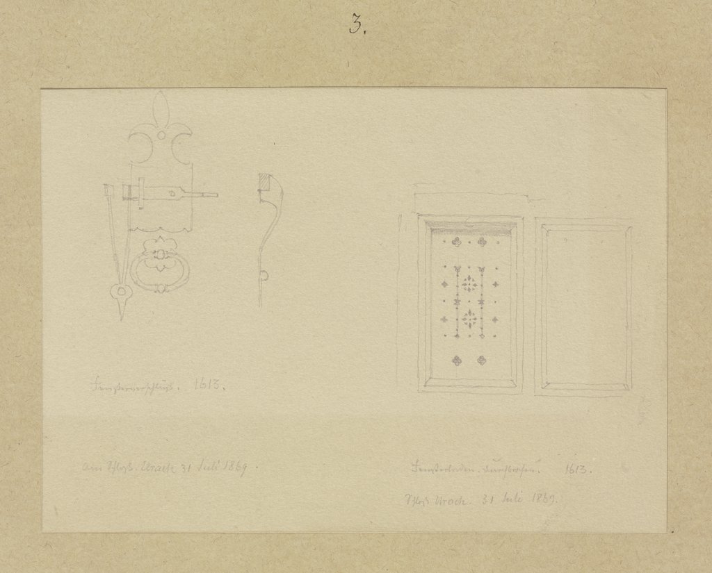 Ein Fensterverschluß und Fensterladen von Schloss Urach, Carl Theodor Reiffenstein