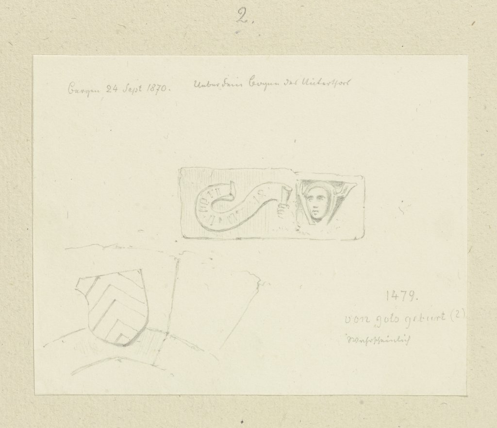 Wappen und figürliche Darstellung am Untertor in Frankfurt-Bergen-Enkheim, Carl Theodor Reiffenstein