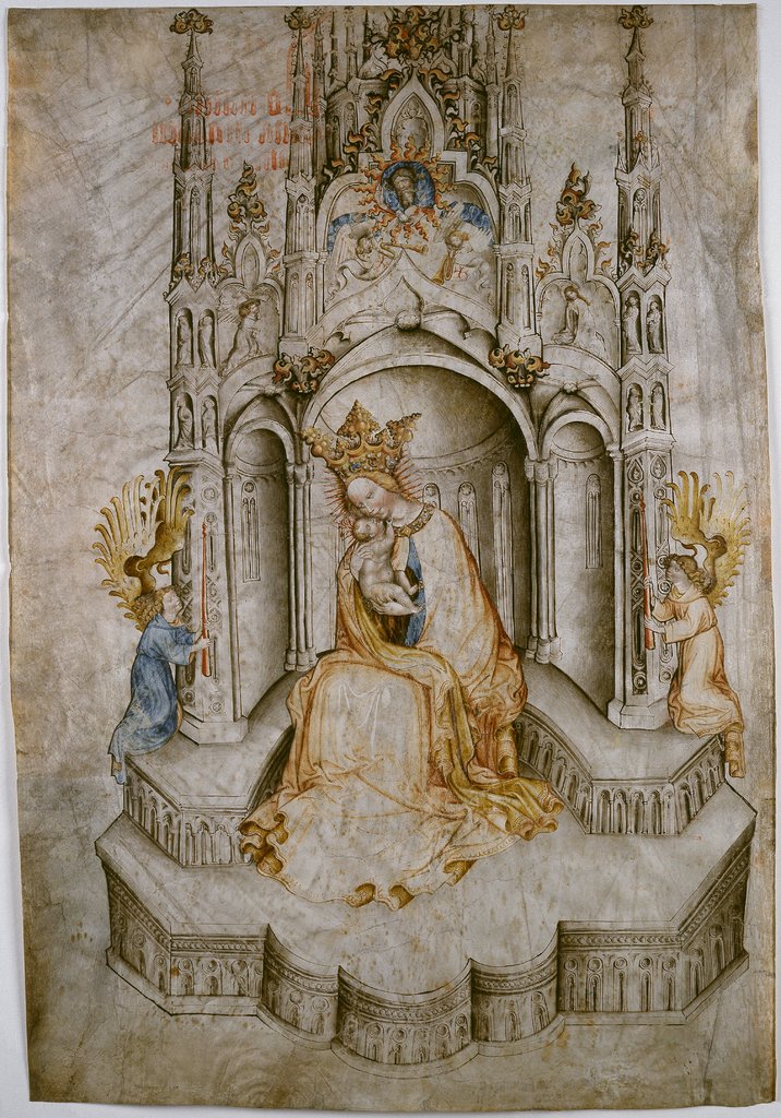 Thronende Madonna mit Engeln, Tirolisch, 15. Jahrhundert