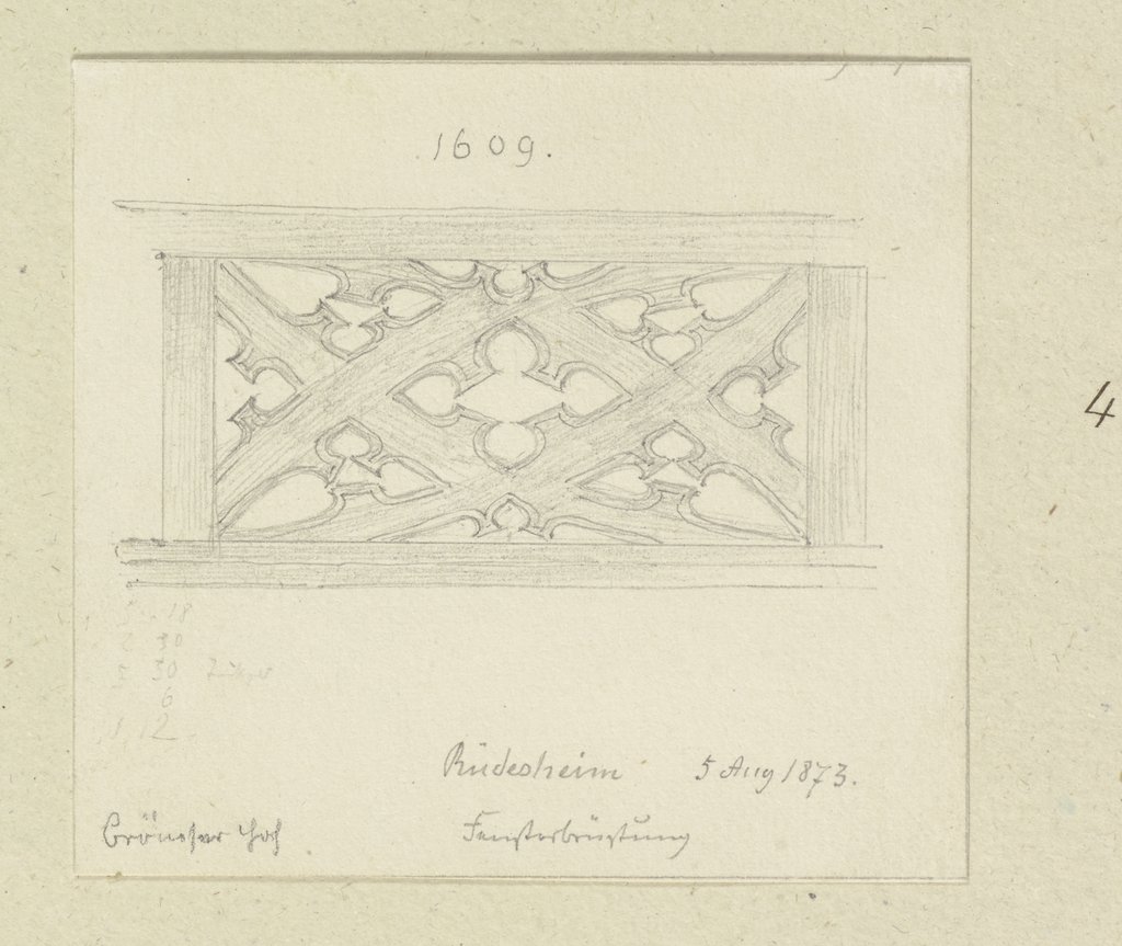 Fensterbrüstung am Brömserhof in Rüdesheim, Carl Theodor Reiffenstein