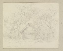 Schuppen zwischen Bäumen in Kronberg, Carl Theodor Reiffenstein