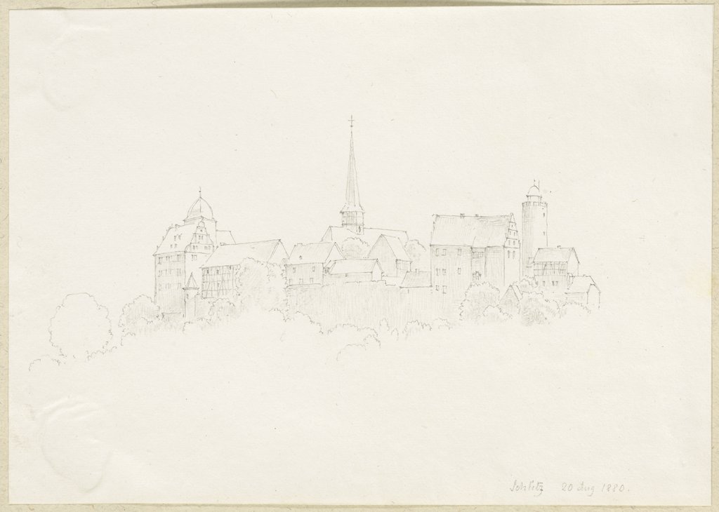 Schlitz mit der Vorderburg, der Evangelischen Stadtkirche und dem Hinterturm der Hinterburg, Carl Theodor Reiffenstein