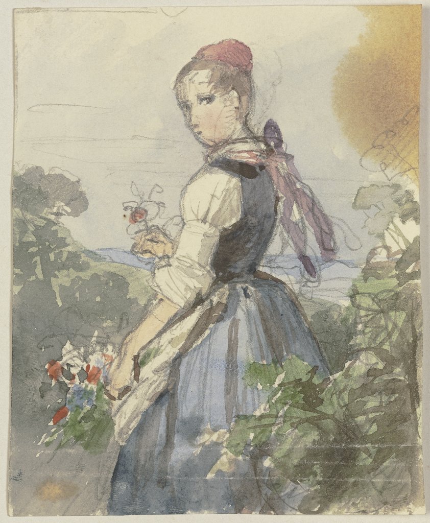 Farm girl in the garden, Jakob Becker