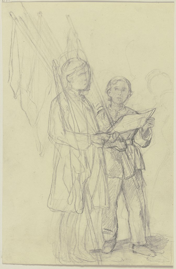 Two boys with flags, Jakob Becker