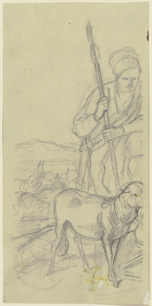 Sherpherd with sheep, Jakob Becker