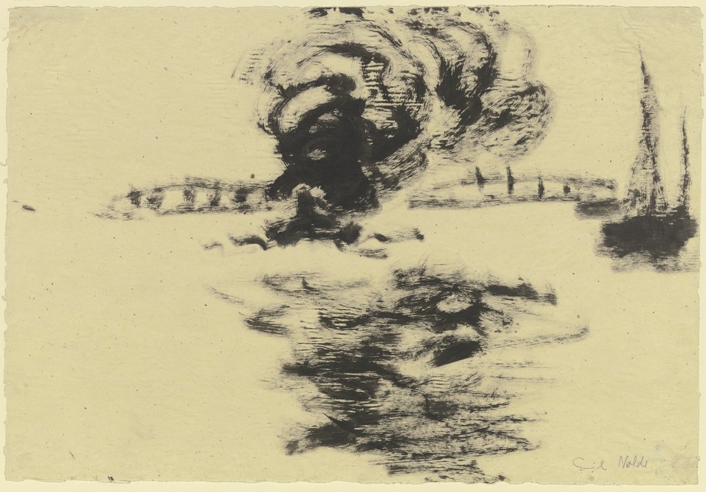 Schleppdampfer und Segelboot, Emil Nolde