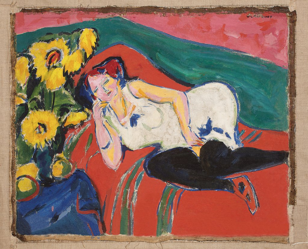 Liegende Frau in weißem Hemd, Ernst Ludwig Kirchner