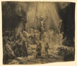Christ crucified between the two thieves: 'The three crosses', Rembrandt Harmensz. van Rijn