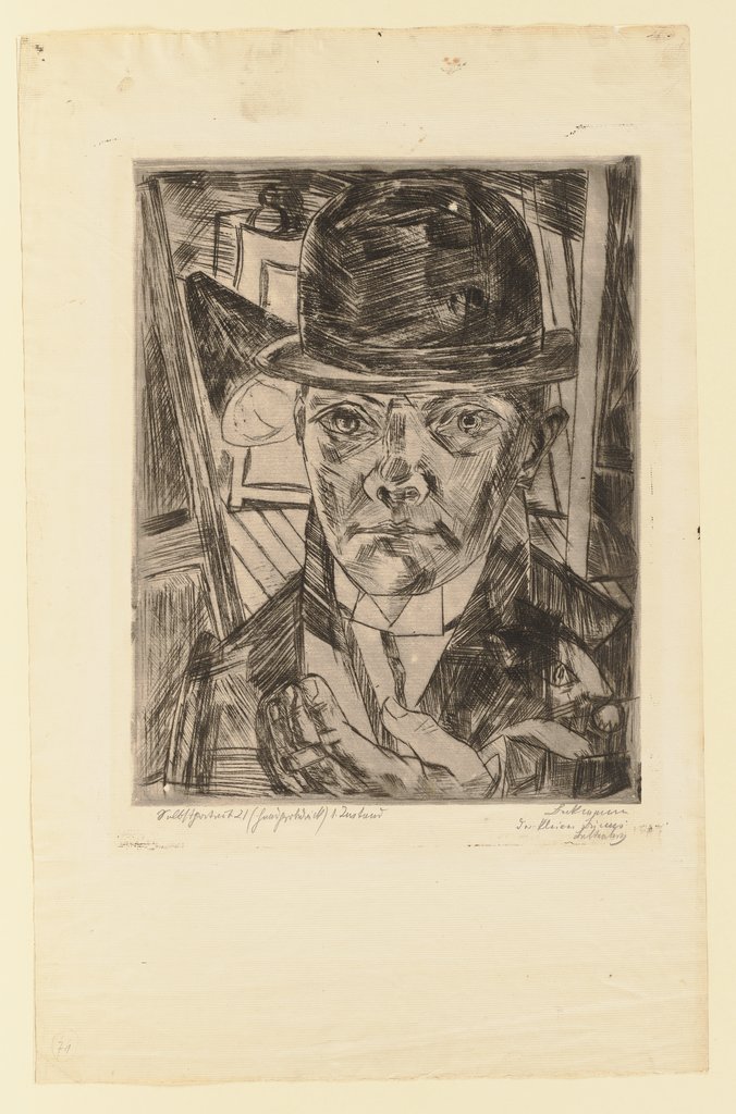 Selbstbildnis mit steifem Hut, Max Beckmann