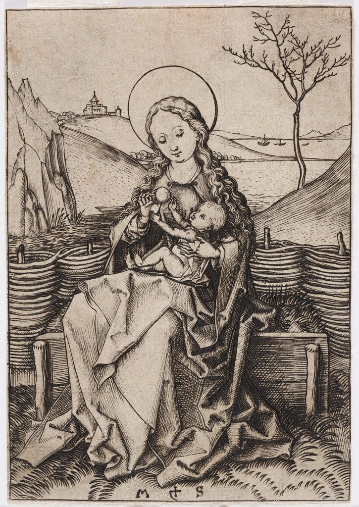 The Virgin and Child on a Grassy Bank, Martin Schongauer