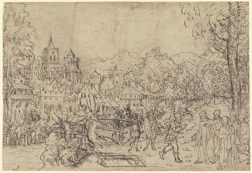 Christus und der Hauptmann von Kapharnaum in einer Landschaft, Hanns Lautensack;   attributed