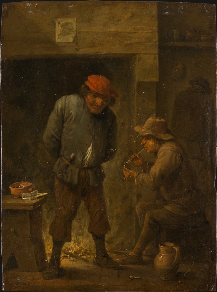 Two Peasants at a Fireplace, copy after David Teniers the Younger