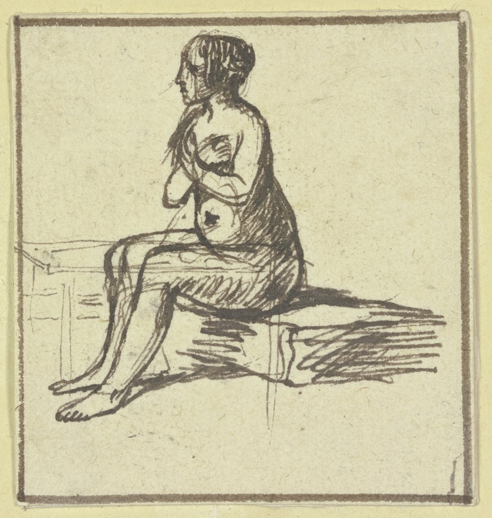 Sitting female nude, Hendrik Goudt