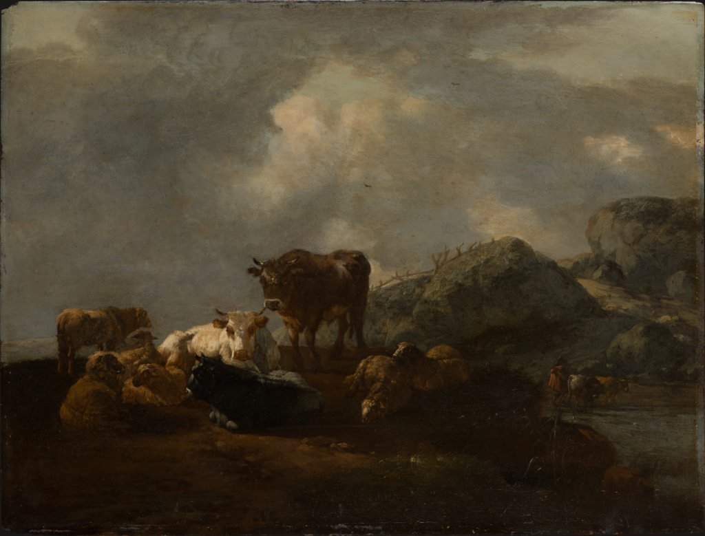 Cattle Resting at a River Crossing, Willem Romeyn