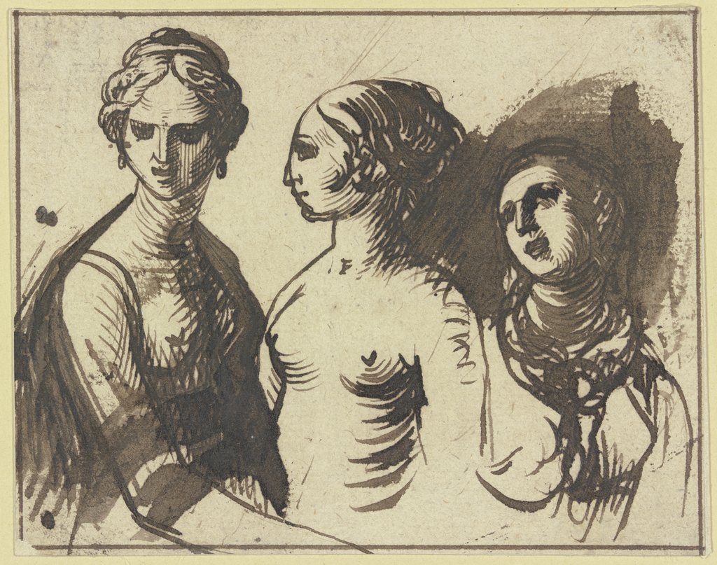 Three female half figures, Hendrik Goudt