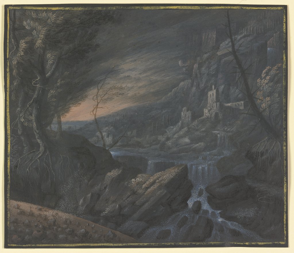 Berglandschaft mit Schlössern, Johann Nikolaus Gassner