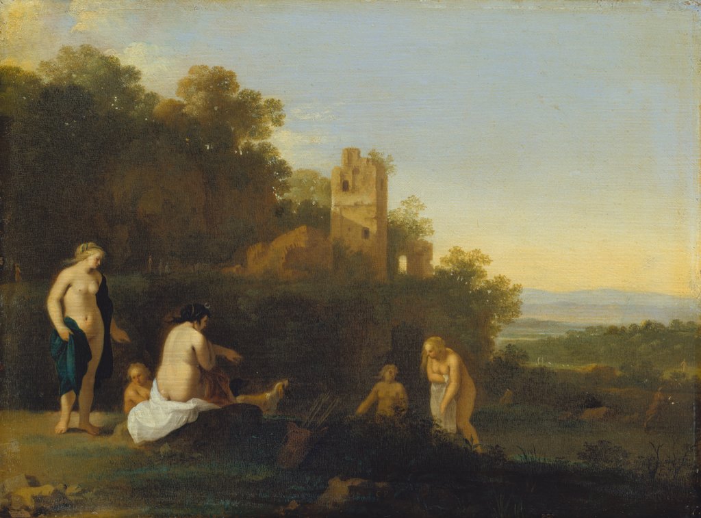 Landscape with the Discovery of Callisto’s Pregnancy, Cornelis van Poelenburch;  workshop