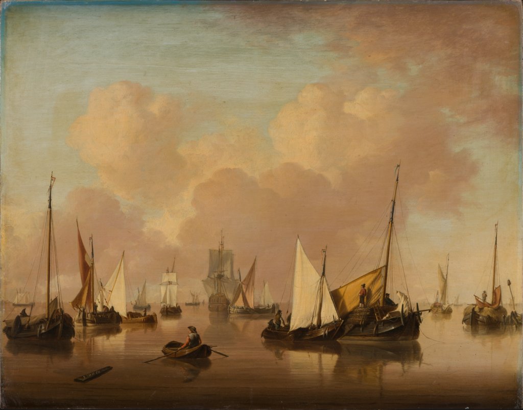 Boats and Sailboats on a Quiet Sea, Jan van Os