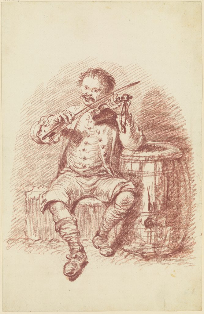 Violinenspieler bei einem Faß sitzend, Friedrich Wilhelm Hirt