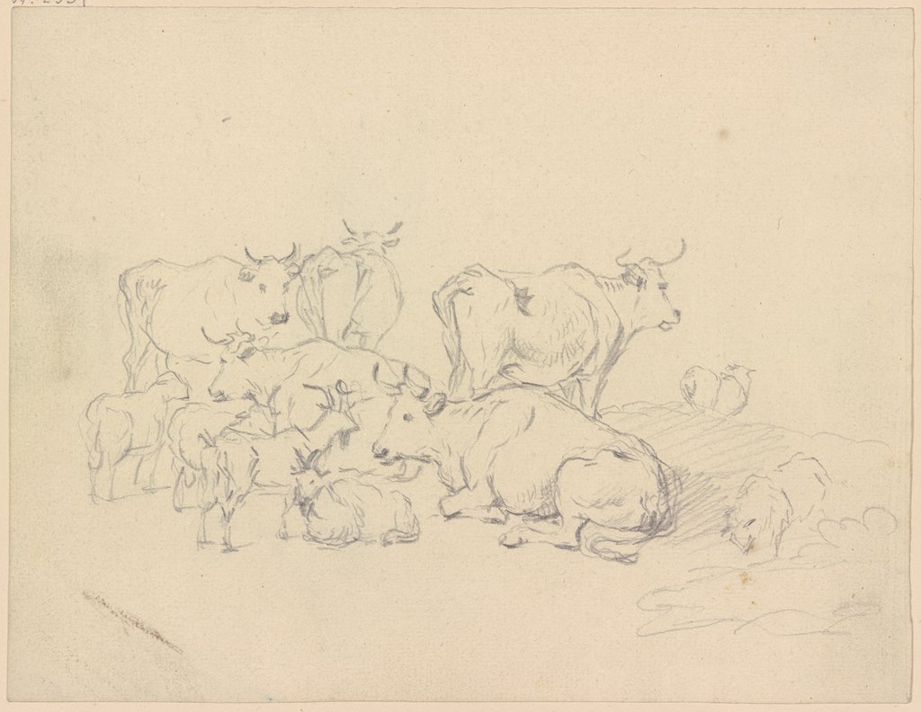 Cows and goats, Friedrich Wilhelm Hirt