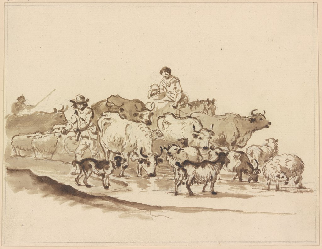 Cattle herds with shephers, Friedrich Wilhelm Hirt