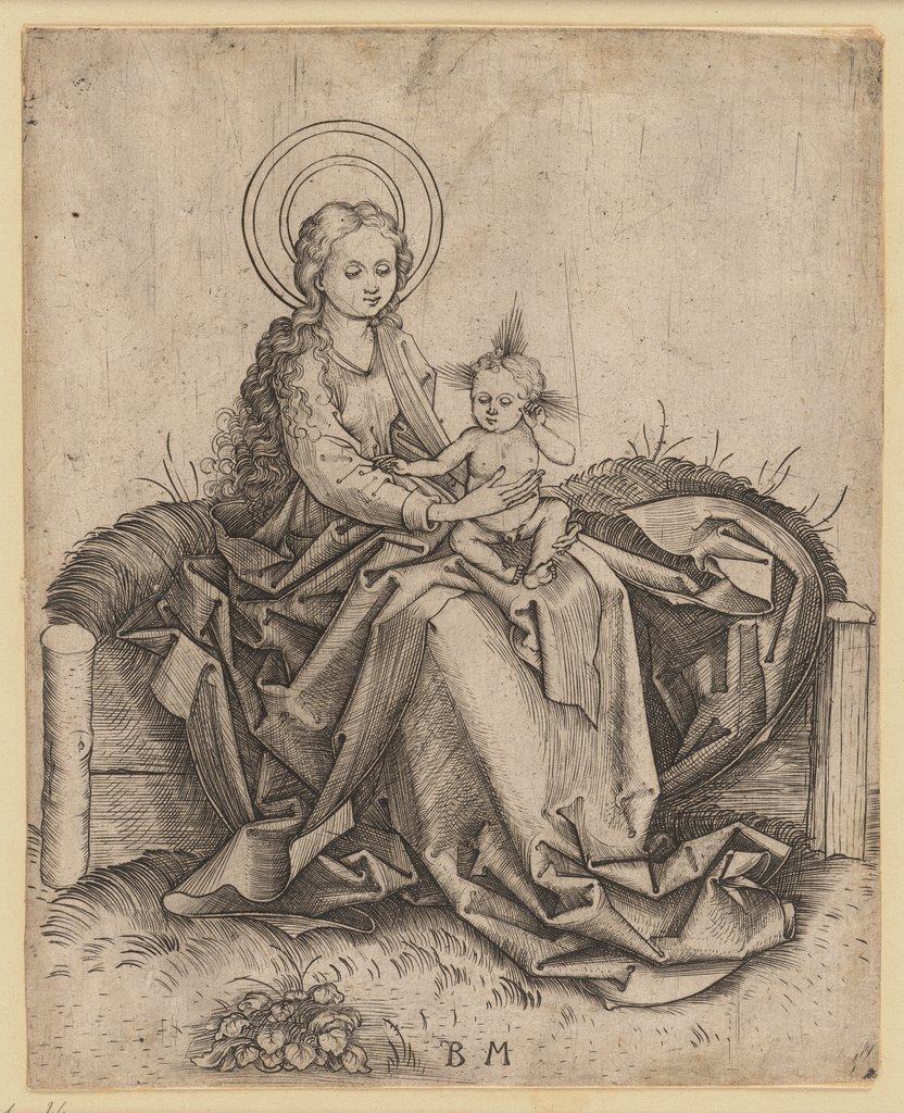 Die Madonna auf der Rasenbank nach rechts gewendet, Meister BM