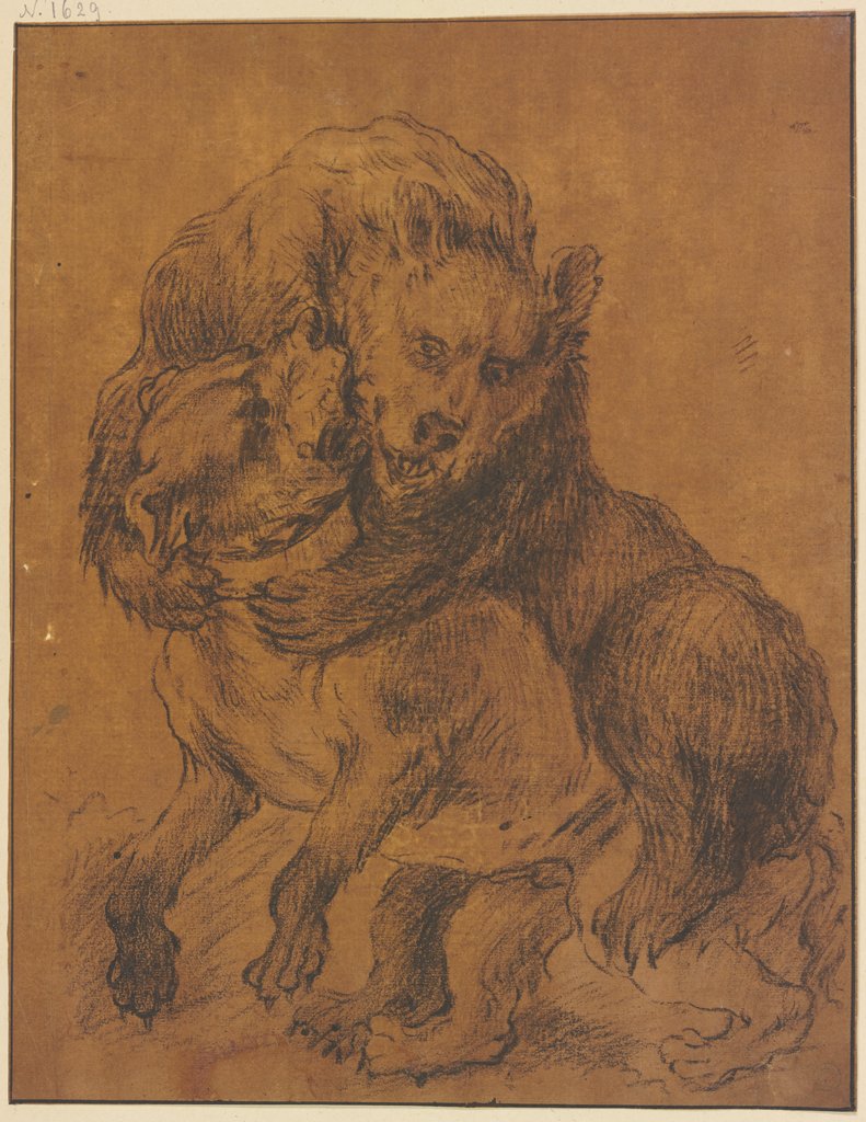 A bear strangling a dog, Johann Melchior Roos