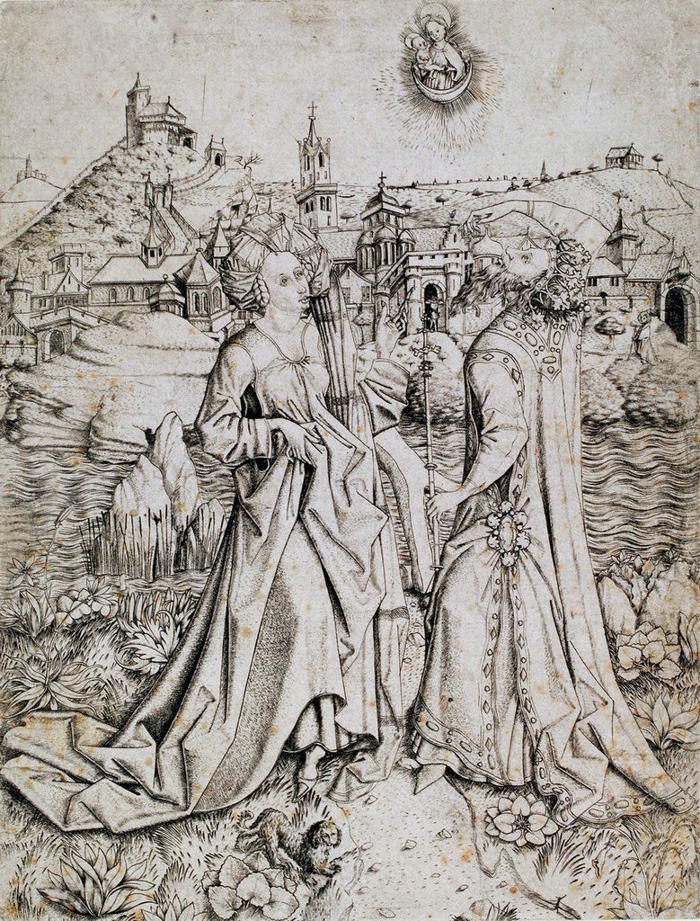 Die Sibylle von Tibur und Kaiser Augustus, Meister E. S.