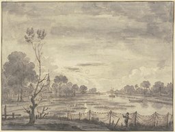 Flußlandschaft im Mondschein, Friedrich Wilhelm Hirt