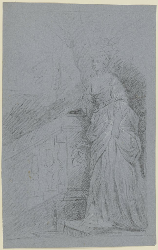 Dame in ganzer Figur auf einer Freitreppe, Angelica Kauffmann