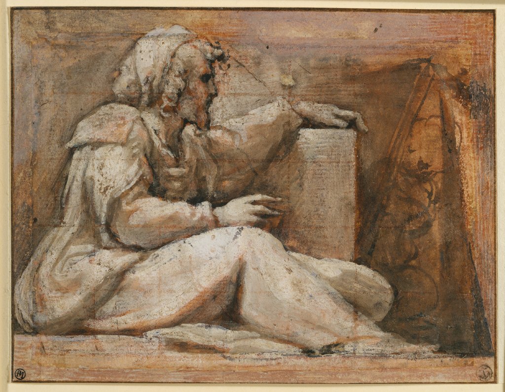 Seated Prophet with Book, facing right, Correggio