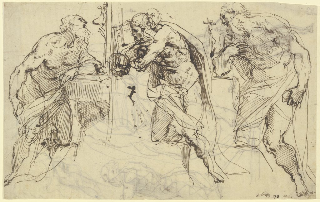 Studien zu einem Heiligen Hieronymus, Agostino Carracci;   zugeschrieben