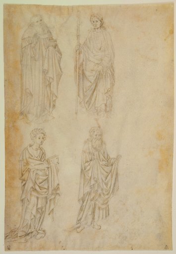 Four standing saints, Pisanello;  circle