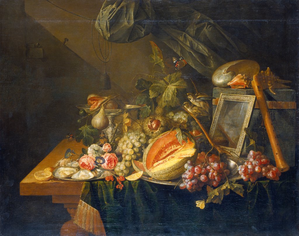 Still Life with Copulating Sparrows, Cornelis de Heem