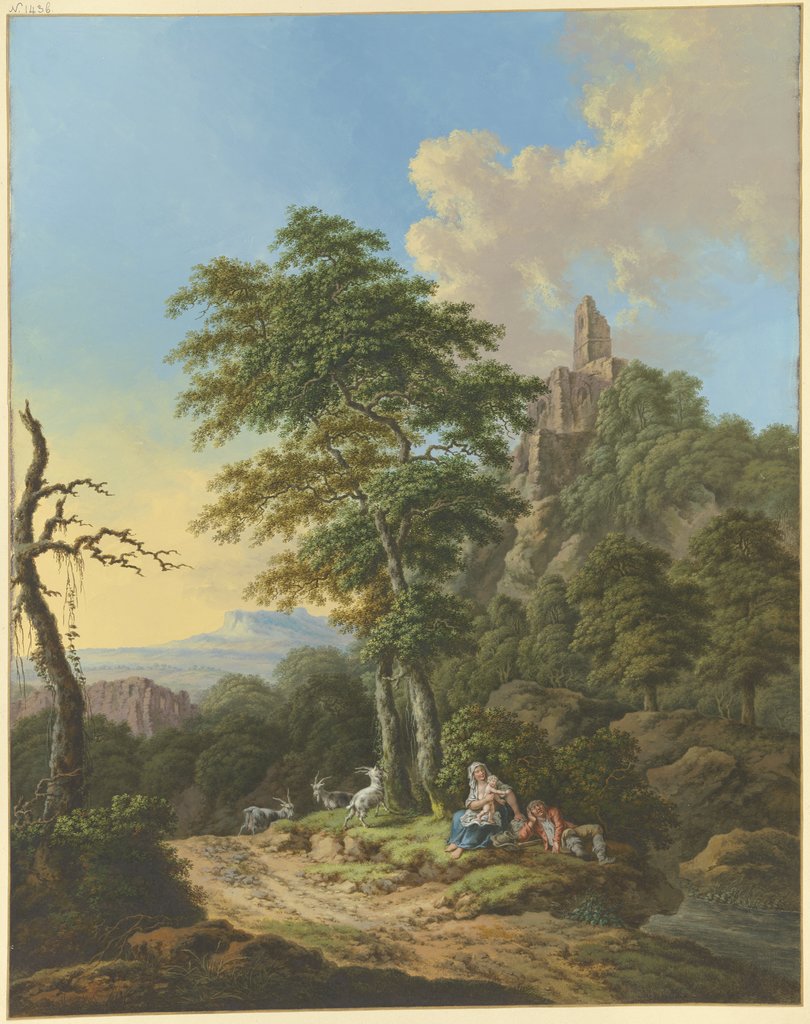 Reiche Berglandschaft mit Bach und Wald, Karl Franz Kraul